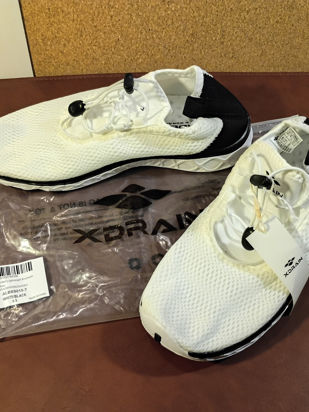 Men's White and Black Mesh Slip-On Loafers